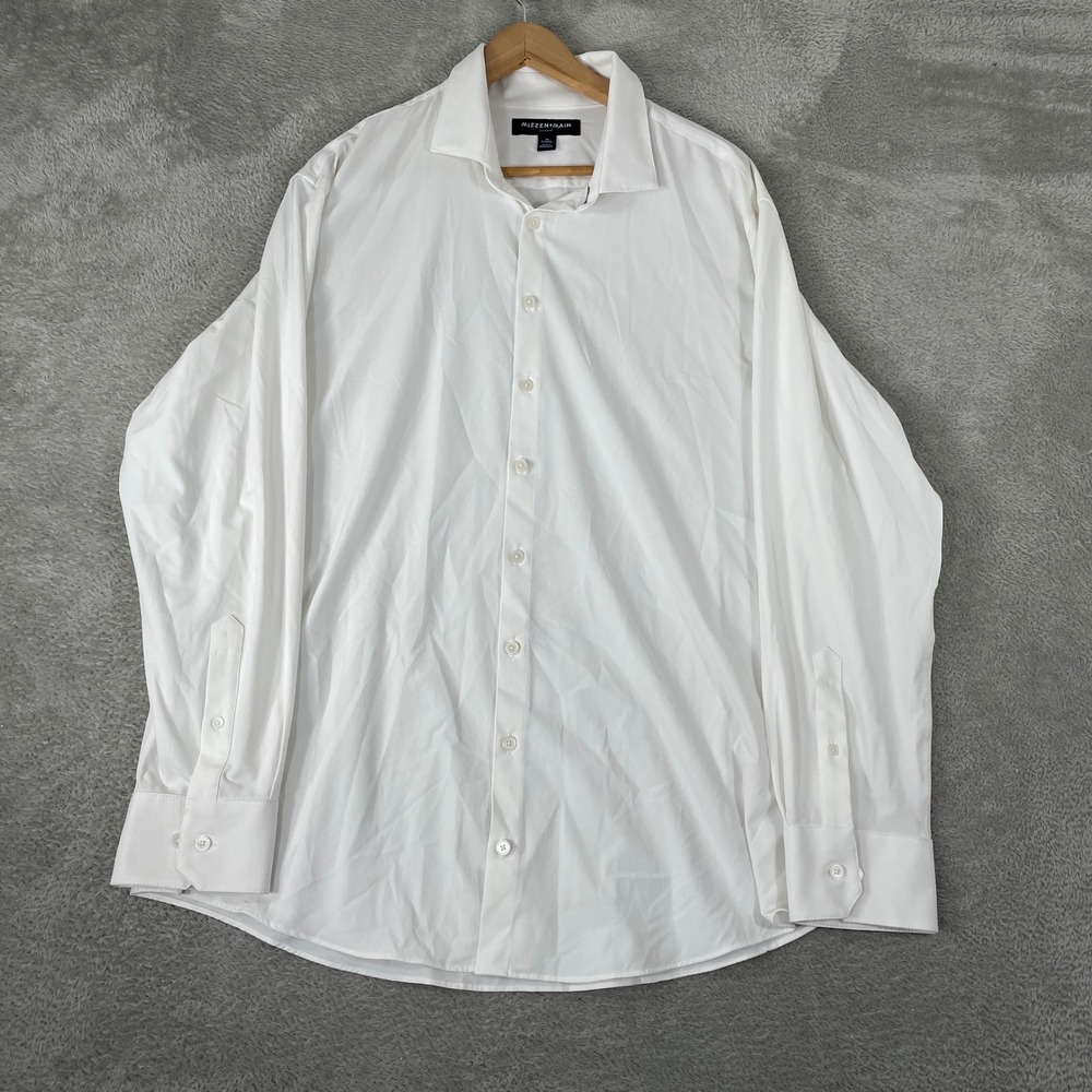 Mizzen+Main Leeward Dress Shirt Mens XL White Classic Fit Performance Stretch